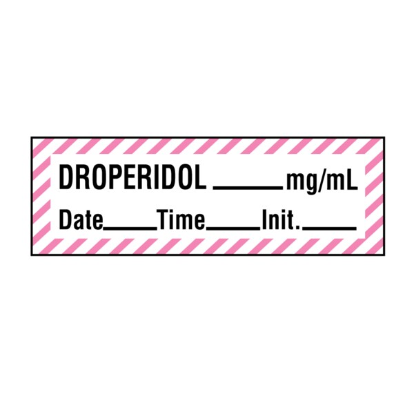Tape, Droperidol 1/2" x 500" White w/Red stripes & Black